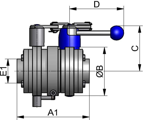 M&S Leckagescheibenventil LSV07, 1LV, DIN-ZF, AISI 316L bl., DN 40, EPDM