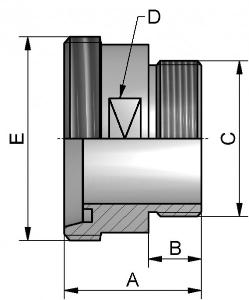 Einschraub Gewindestutzen, AISI 304 bl., DN 20 x AG 3/4", SW 30mm