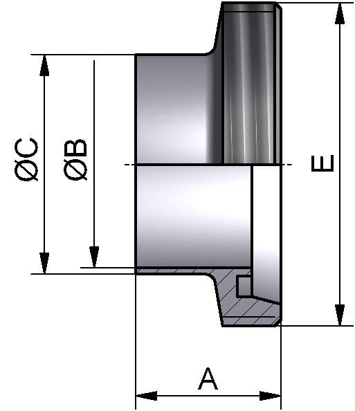 Gewindestutzen, DIN 11851, AISI 304 bl., DN 32 (35x1,5mm)