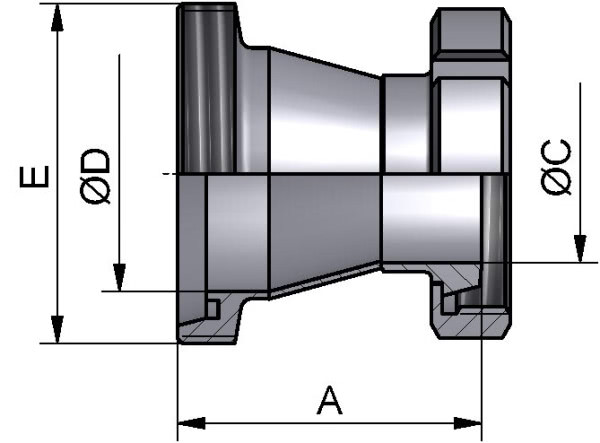 Reduzierstück konz., DIN-GK, AISI 316L pol., DN 100/80