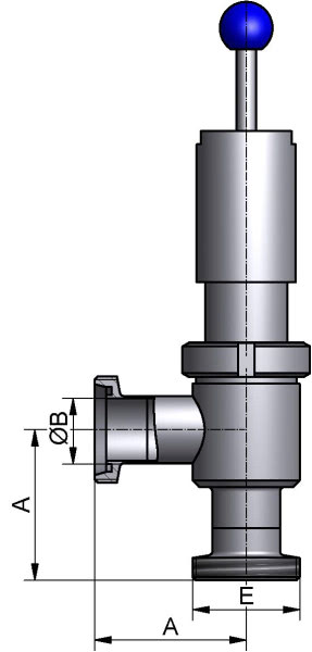 Überström-Eckventill, DIN-GG, AISI 316L pol., DN 80, NBR