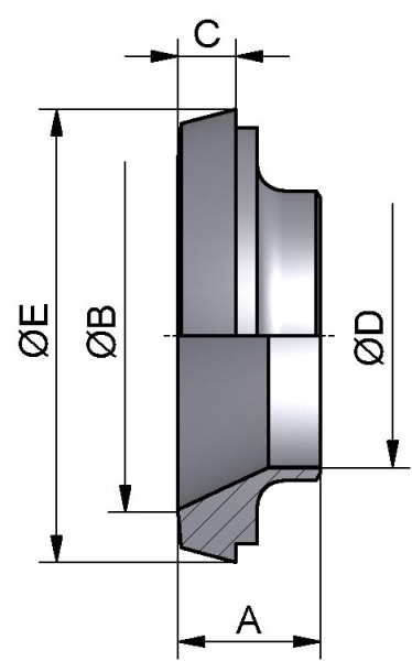 Kegelstutzen reduziert, AISI 316L bl., DN 65/50